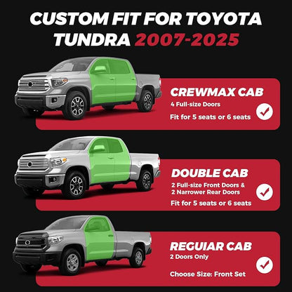 FREESOO for Toyota Tundra Seat Covers 2007-2021 Crewmax Cab 2 Front Set | 2pcs, Custom Fit, Airbag Compatible, Premium Waterproof Leather, for Truck Toyota Tundra Accessories, Black - Image 2