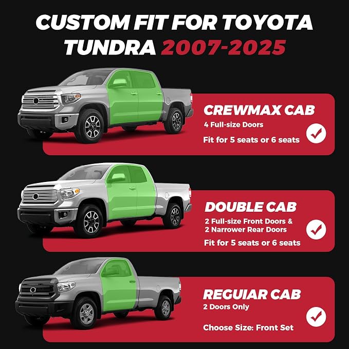 FREESOO for Toyota Tundra Seat Covers 2007-2021 Crewmax Cab 2 Front Set | 2pcs, Custom Fit, Airbag Compatible, Premium Waterproof Leather, for Truck Toyota Tundra Accessories, BlackGrey - Image 2