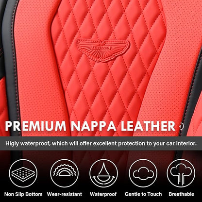 Coverado Seat Covers 2 Pack, Car Seat Covers Front Seats, Red Car Seat Cover, Waterproof Car Seat Covers, Car Seat Cushion, Front Leather Seat Protector Fit for Most Cars - Image 6