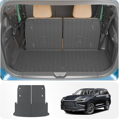 Cargo Mat for 2024-2026 Lexus TX350 TX500h TX550h+ 6&7 Seats | TPE All Weather Trunk Mat with Backrest Mat, Cargo Mat Cargo Liner Trunk Liner Back Seat Protector TX Accessories by Thinzyou