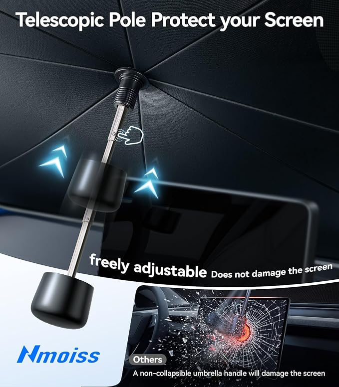 2026 Upgraded Nmoiss True Dual Layer Air Cool Windshield Sun Shade Umbrella | Drive to Superior Coolness & Comfort Block 99% UV Sun Rays & Heat Damage Keep Cool Protect Interior Zero Light Leakage XXL - Image 6