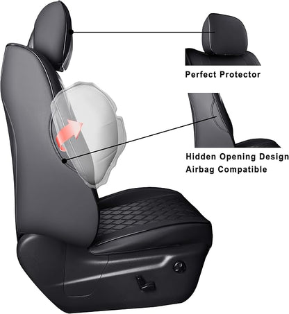 Huidasource Upgrade Jeep Grand Cherokee Seat Covers, Full Coverage Waterproof Leather Car Seat Covers, Custom Seat Cushion Protector Fit for Jeep Grand Cherokee 2011-2021 (Full Set/Black) - Image 9
