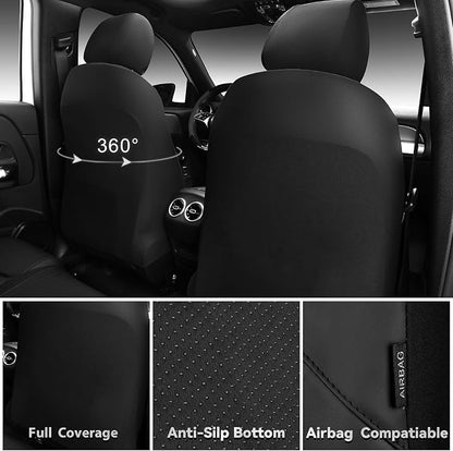 CAR PASS Memory Foam Leather Front Seat Covers, Perforated Nappa Leather Car Seat Covers Front Seats, Universal Fit for Cars, SUV, Trucks, Luxury Comfort Breathable, Thick 3D Foam Leather All Black - Image 2