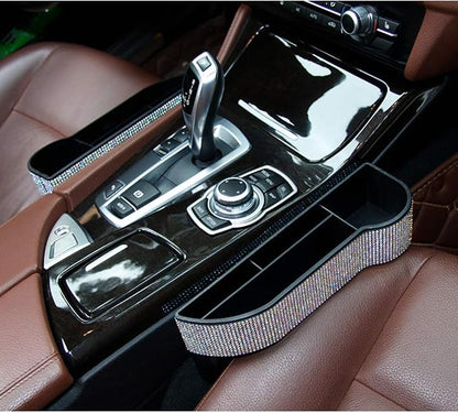 Car Seat Side Drop Organizer, Sparkle Car Seat Gap Filler, Car Seat Console Storage Organizer, Crystal Car Seat Pockets with Cup Holder and Two Charging Ports for Co-Driver. - Image 5