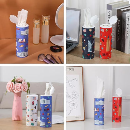 Carson Works Car Tissues Holder 4 Packs Round Car Tissues Cylinder Fit for Car Cup Holder, Home Small Tissue Dispenser with Refill Tissues for Car Bathroom Office - Image 6