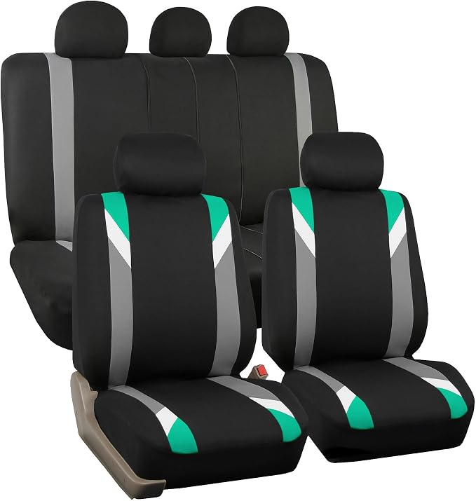 FH Group Premium Modernistic Flat Cloth Car Seat Covers – Universal Fit, Washable Seat Covers for SUV Sedan Van, Mint, Full Set by FHGroup