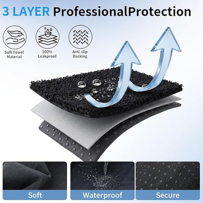 Car Seat Cover Towels Front Seats, Waterproof Sweat Car Seat Towel Protector After Gym Post Workout Athletic, SUV Truck Seat Towel Cover for Running Swimming Beach and Hiking (Black 1Pcs) - Image 4