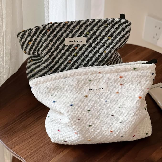 RSRSLEII Polka Dots Travel Makeup Bag, Cute Toiletry Bag(12Colorful Dots) | Aesthetic Cosmetic Bag with Zipper, Vintage Makeup Pouch with Canvas Lining, Car Storage Bag for Women and Girls - Image 6