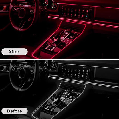 EL Wire Interior Car LED Strip Lights, 16.5FT 5V EL Wire Strip Neon Glowing Strobing Light w/ 5mm Sewing Edge, USB Electroluminescent Ambient Lighting Kit for Car Inside Decoration (Red) - Image 5