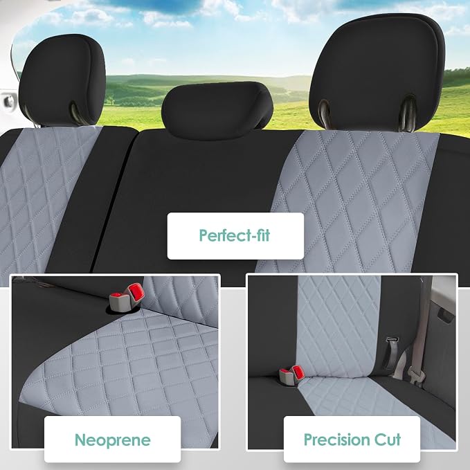 FH Group Custom Fit Car Seat Covers Specifically Made for 2011-2020 Toyota Sienna 7-8 Seater with Ultraflex Neoprene Water Resistant Automotive Seat Covers - 3rd Row Gray - Image 4