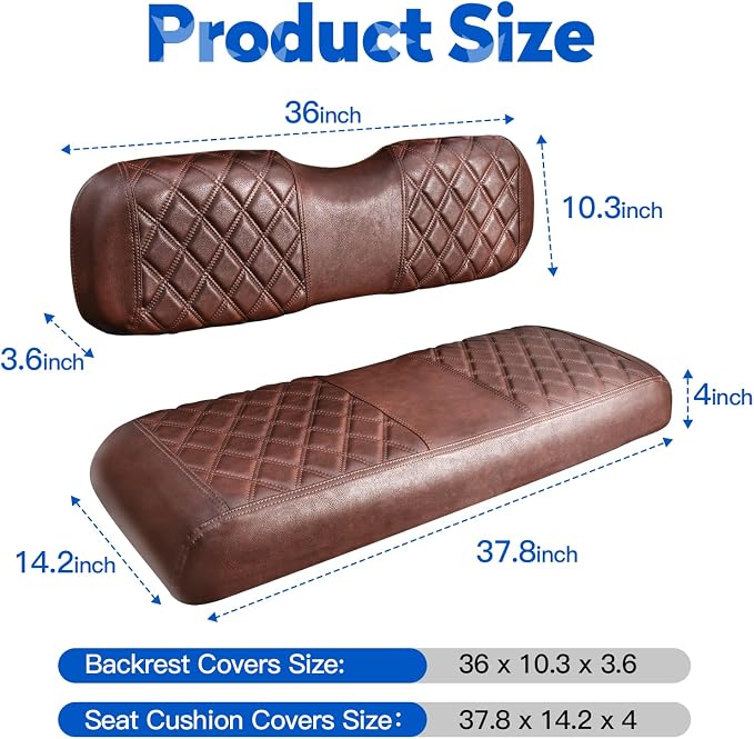 NOKINS Golf Cart Seat Covers Fits Aftermarket Standard Rear Seat Cushion | Fit for Club Car Precedent/DS/EZGO RXV/TXT/Yamaha Drive, No Stapler, Multiple Colors&Breathable (Brown and Brown) - Image 5