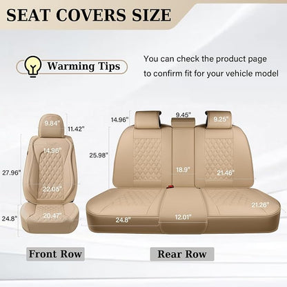 Coverado Rear Seat Covers, Soft Waterproof Faux Leather Rear Protectors for Sedan SUV Truck, Minimalist Comfortable Anti-Stain Interior – Beige - Image 4