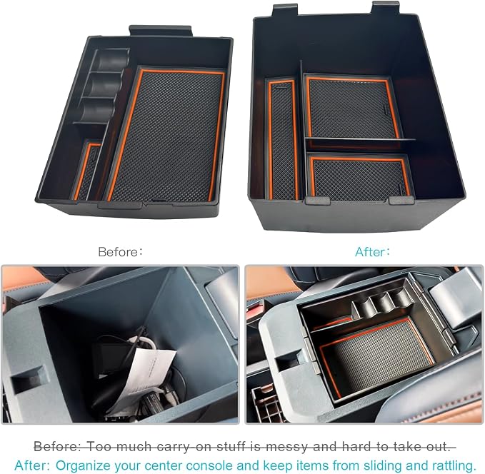 CDEFG for 2022-2026 Ford Maverick Center Console Organizer Tray Accessories | 2022-2026 Maverick Armrest Trays Storage Box Coin Holder 2022-2025 2026 Maverick Truck Accessories, 2-Pack (Orange Trim) - Image 3