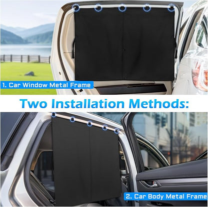 Car Window Shades, 2 Packs Magnetic car Sun Shade for Baby, Double Layers Magnetic Design for Full Covers/Half Shade Options, Window Curtains for Heat/UV Protection Sun Block Covers - Image 6