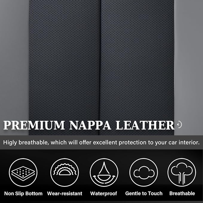 Coverado Car Seat Covers, Rear Seat Covers Leather Car Seat Covers Waterproof Back Seat Cover for Cars, 3-Pieces Seat Covers Backseat Universal Seat Cushion Protector for Most Cars Trucks, Gray&Black - Image 4