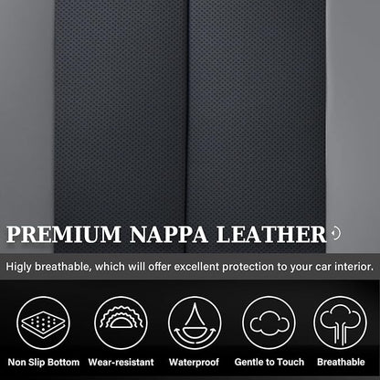 Coverado Car Seat Covers, Rear Seat Covers Leather Car Seat Covers Waterproof Back Seat Cover for Cars, 3-Pieces Seat Covers Backseat Universal Seat Cushion Protector for Most Cars Trucks, Gray&Black - Image 4