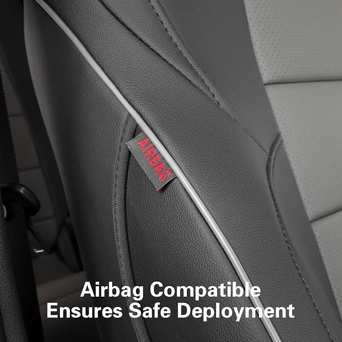 EKR Custom Fit Tacoma Front Car Seat Covers for Toyota Tacoma (Petrol & Hybrid) 2024 2025 2026 Double cab SR/SR5/TRD Sport/TRD Off-Road/Limited - Front Row Only,Faux Leather(Black/Gray) - Image 2
