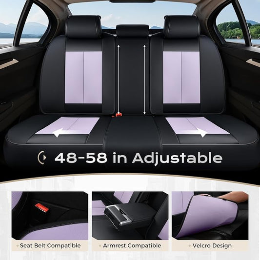 Coverado Car Seat Covers Full Set, Car Seat Protector Waterproof, Nappa Leather Car Seat Cushion, Seat Covers for Cars, Front Seats and Back Universal Fit for Most Cars - Image 2