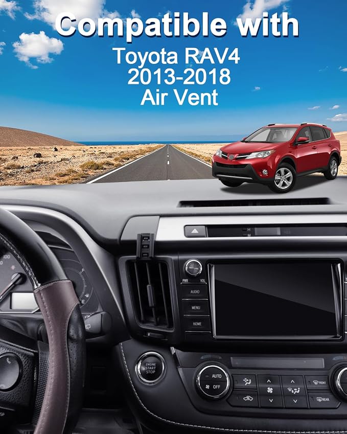 PZK Auto Lock Car Phone Holder for Toyota RAV4 2013-2018 Accessories Vent | RAV 4 Car Phone Mount One Button Release 360° Rotation Hands Free Adjustable Phone Stand Fit All 4.0-7.0'' Smartphones - Image 2