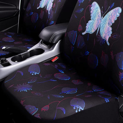 Flying Banner Butterfly car seat Covers ful Set Fashion Universal Lady Woman Female Rear Bench Split Colorized (Muti-Color, Full Set - Printing & Embriodery) - Image 5