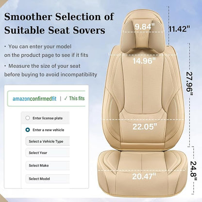 Coverado Car Seat Covers, Seat Covers for Cars, Waterproof Leather Auto Seat Protectors, Leather Car Seat Cushion, Car Interiors Accessories Universal Fit for Most Cars - Image 7