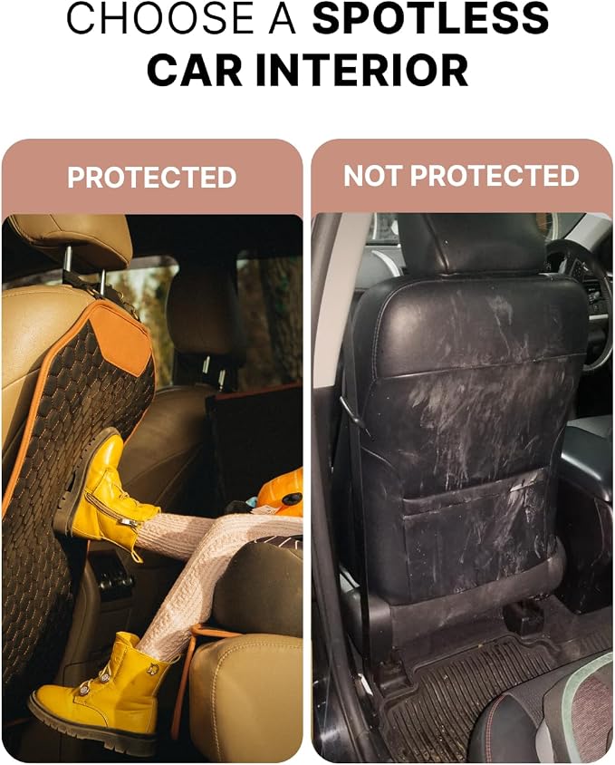 Set Seat Back Organizer & Car Seat Protector Hexy Waterproof & Non-Slip Protector for Child Car Cushion for Leather and Fabric Seats (Hexy Set 2) - Image 5