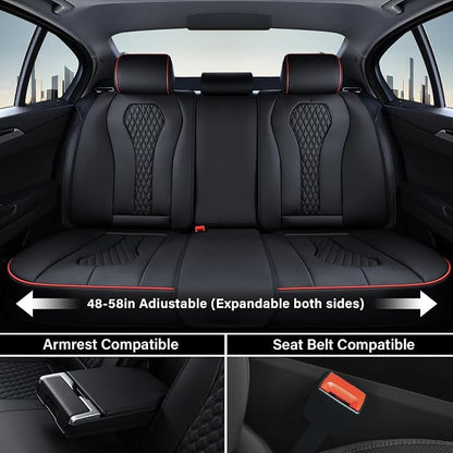 Coverado Automotive Seat Covers 5 Seats, Leather Seat Covers Fullset, Black Car Seat Covers, Luxury Car Seat Covers, Seat Cushion, Driver Seat Covers, Car Seat Protector Universal Fit Most Cars - Image 3