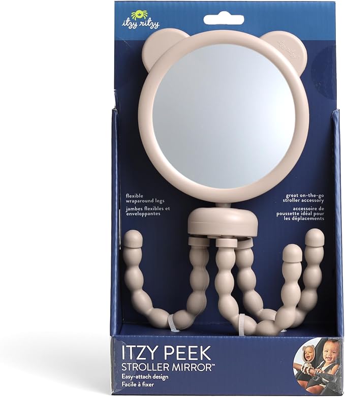 Itzy Ritzy Stroller Mirror, 360° Swivel Baby Stroller Accessory (Bear) | 360° Swivel Mirror, Tilting Design & Easy-Attach Wraparound Legs Provide Convenient Baby Monitoring During Stroller Walks - Image 8