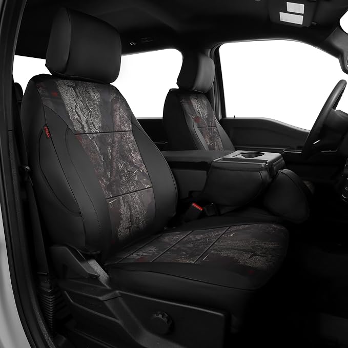 EKR F150 Seat Covers Custom Fit for (RegularCab) 2021-2026 Ford F-150 XL/XLT & 2023-2026 F250/F350/F450 SuperDuty XL/XLT,(First Row Only),Faux Leather(Black/Woodland Camo) by EKR
