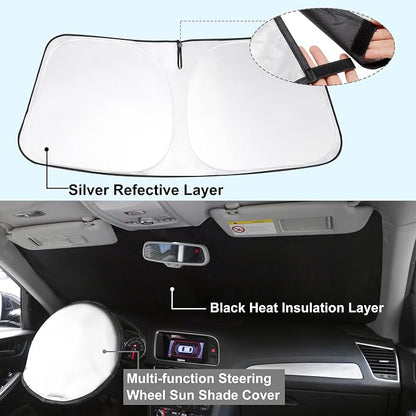 YYCKE Windshield Sun Shade Accessories Compatible with 2022 2023 2024 2025 EV6 for Kia Foldable Sunshade Sun Visor Blocks UV - Image 5