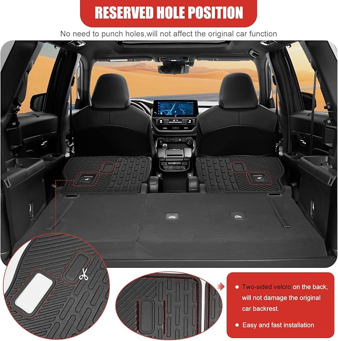Kick Mat Fit for 2024-2025 Toyota Grand Highlander, TPE Cargo Liner All Weather Backrest Mat for Grand Highlander 7 Seats Accessories(Not fit Highlander) - Image 5