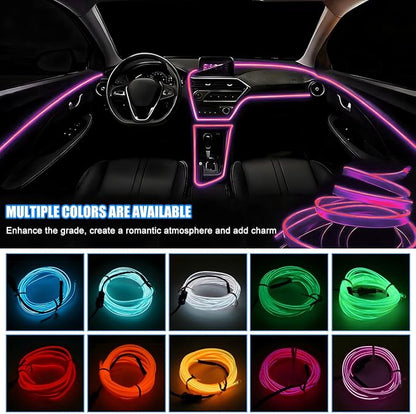 EL Wire Car LED Strip Lights, 10FT 5V USB Vehicle Ambient Lighting Kit with Fuse Protection, Automotive Interior Neon Decoration Lamp with 5mm Sewing Edge, Universal Fit (Pink) - Image 3