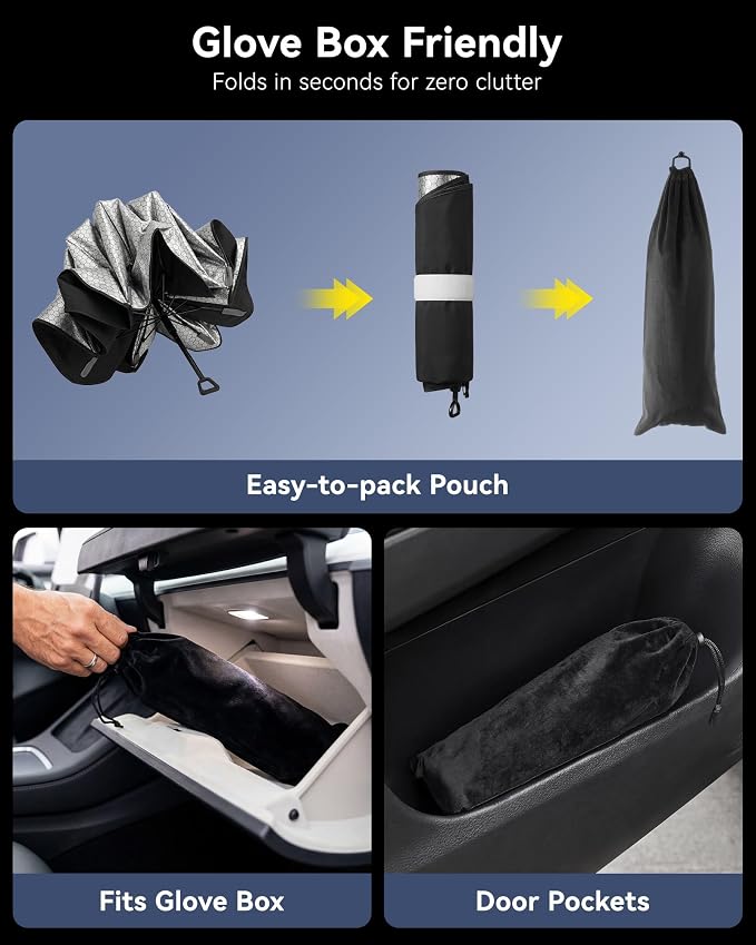 Car Windshield Sun Shade Umbrella, Foldable Sunshade Cover, Medium | Front Window Visor, UV Rays, Heat Protection, Custom Fit, Cool Interior, Shield & Protector Accessories, Sunshades, SUV Truck - Image 7