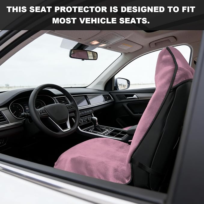 Car Towel Seat Cover, Waterproof Non-Slip Bucket Seat Protector for Running Swimming Hiking, Universal Machine Washable Front Seats Towel Protective Cover for Car SUV Truck (Pink) - Image 6