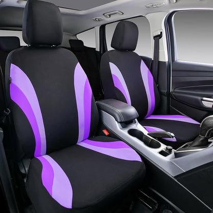 CAR PASS Line Rider Sporty Front Seat Covers,Purple Car Seat Covers Two Front Seats Only for Cute Women Girl, Airbag Compatible,Universal Fit Sedans,Cars,Vans,SUV,Truck(Black and Purple) - Image 2