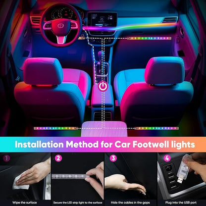 5 in 1 Acrylic LED Lights for Car, RGB Ambient Lighting Car Interior | Dashboard Decorations LED, 16 Million Colors, Music Sync, Smart Control - Image 6