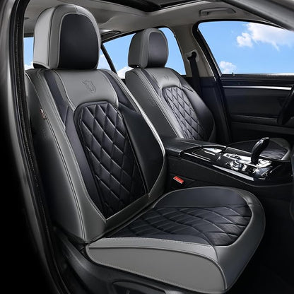 Coverado Car Seat Covers Front Seats, Waterproof Seat Covers, Faux Leather Car Seat Covers 2 Pack, Universal Car Seat Protector Front Seat Cover Fit for Most Cars Trucks SUV- Gray&Black by COVERADOAUTO