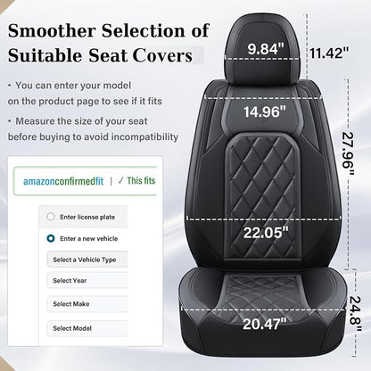 Coverado Car Seat Covers Full Set, Front and Back Seat Covers for Cars, Luxury Faux Leather Waterproof Seat Covers, Black Car Seat Covers, Car Seat Protector Accessories Universal Fit Most Vehicles - Image 5