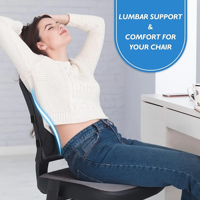 LumbarPal Lumbar Support Pillow for Office Chair Back Support Lumbar Pillow for Car, Gaming, Office Chair - Improve Sitting Posture & Back Pain Relief, Memory Foam, Adjustable Straps, Black | Improve Sitting Posture & Back Pain Relief. Lumbar Pillow Fi... - Image 6