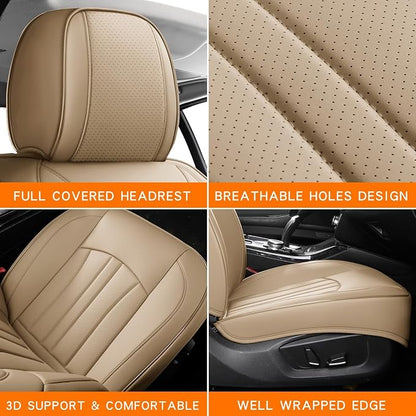MINGBRON Car Seat Covers,Car Seat Protector Waterproof,Seat Covers Full Set, Car Seat Protectors,Automotive Seat Covers Fit for Most Cars Beige - Image 4