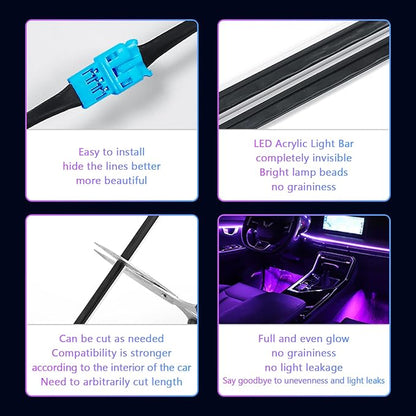 Car-Ambient-Lighting-Kit,RGB 18 in 1 256 LED with Wireless APP DIY Modes | Acrylic Interior Car LED Strip Light for Universal Cars - Image 7
