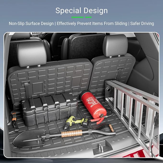 xipoqix 7&8 Seats Cargo Mat Compatible with 2018-2024 Chevy Traverse | Backrest Mat TPE Cargo Liner Trunk Liner Replacement for 2018-2024 Chevy Traverse Accessories (Trunk Mat+Backrest Mats) - Image 4