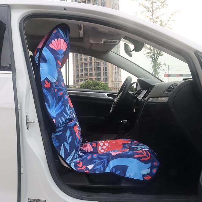 Car Seat Cover Protector Front Seats,for Gym Workout,Running,Swimming,Beach and Hiking,Waterproof Sweat Towel Bucket Seat Covers for Cars SUV Trucks (Dinosaur, 2Pcs) - Image 6