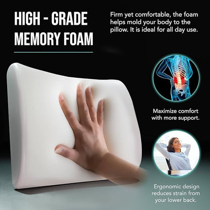 Samsonite Memory Foam Lumbar Support Pillow for Office Chair, Gaming Chair & Car Seat Automotive Use, Ergonomic Back Cushion, Work from Home Essentials, Office Essentials for Sitting Comfort, Grey - Image 4