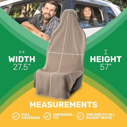 UltraSport Tan Front Seat Cover - Waterproof Car Seat Protector, Universal Fit, Washable, Soft Microfiber, Anti-Stink, Comfortable, Easy to Install - Image 6