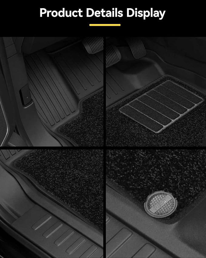 3W Floor Mats (with Front Carpets) for 2025-2026 Ford Expedition Standard | Only Standard 7 Seats, Easy Clean 100% TPE All Weather Custom Fit for Expedition Car Liners,Full Protection Mats, Black - Image 8