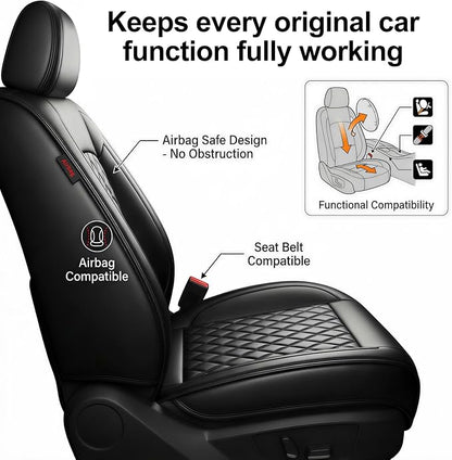For Toyota Corolla Cross 2022-2026 Car Seat Covers, Front Pair, Black | Premium Leather Full Coverage Seat Protectors – All-Season, Waterproof, Breathable, Cushioned Comfort & Airbag Compatible - Image 5