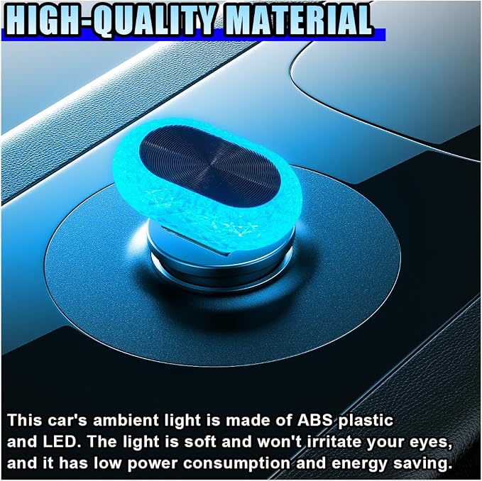 2PCS USB LED Car Interior Night Light, Crystal Mini Decoration Neno Ambient Light Car Interior Atmosphere Lamp, Plug-in USB Interface Auto Trunk Ambient Lighting Kit Universal for Cars (Blue) - Image 3