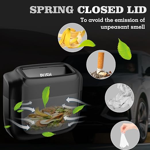 2 Pack Car Trash Can with Lid, Built-in Storage Garbage Bag, Black | Leakproof Car Door Trash Can with Hook, 60pcs Trash Bags, Mini Automotive Garbage Bin for Vehicle, Office, Home - Image 3