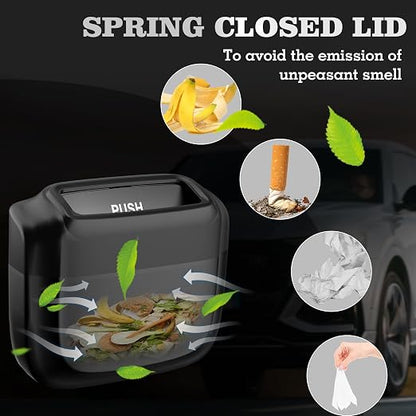 2 Pack Car Trash Can with Lid, Built-in Storage Garbage Bag, Black | Leakproof Car Door Trash Can with Hook, 60pcs Trash Bags, Mini Automotive Garbage Bin for Vehicle, Office, Home - Image 3